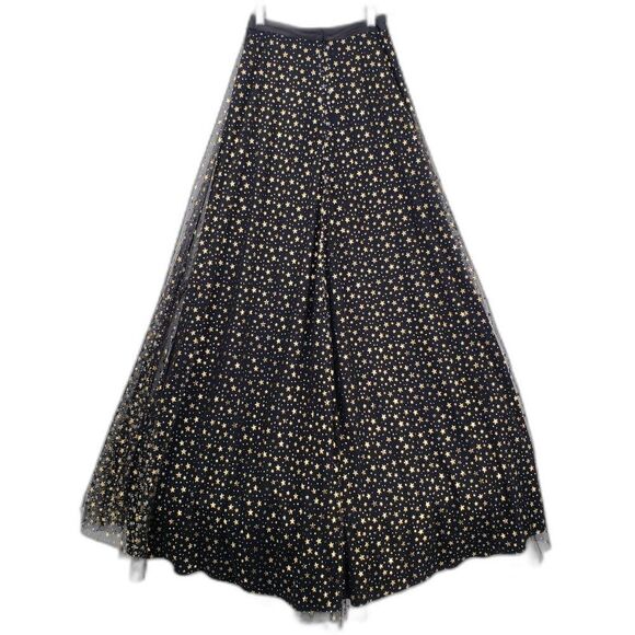 Alyce Paris Skirt Women XS Black Gold Star Tulle Maxi Witchy Goth Whimsygoth - Picture 4 of 11